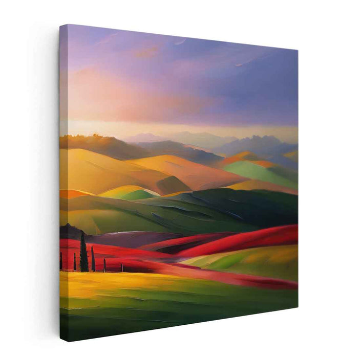 Sun-Kissed Hills: Serene Countryside Landscape Canvas Art Print