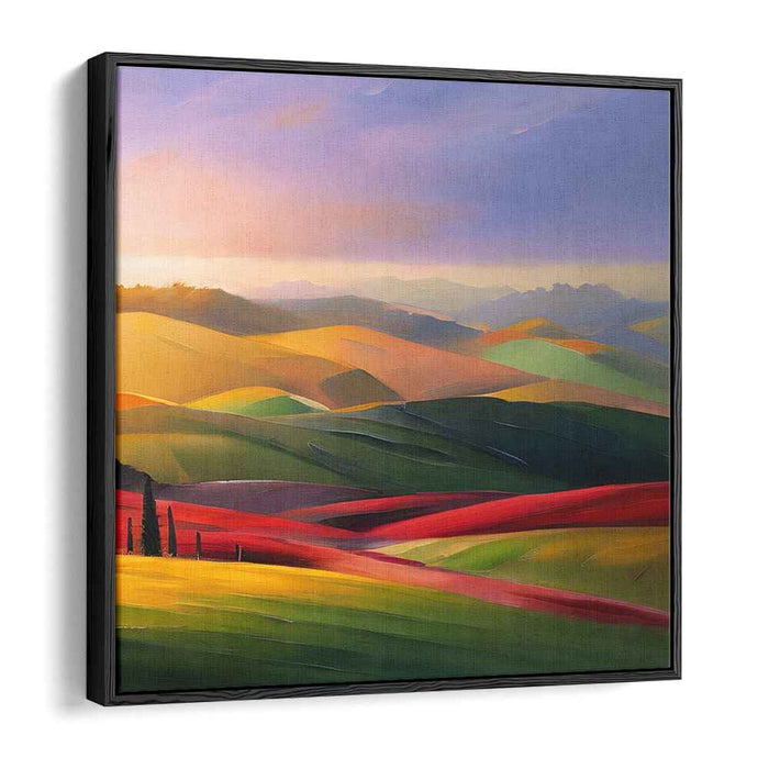 Sun-Kissed Hills: Serene Countryside Landscape Canvas Art Print