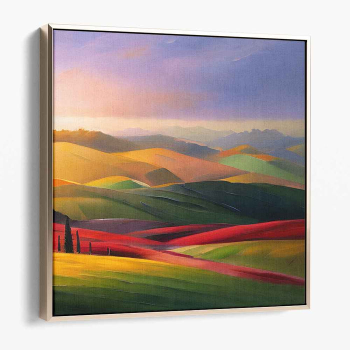 Sun-Kissed Hills: Serene Countryside Landscape Canvas Art Print