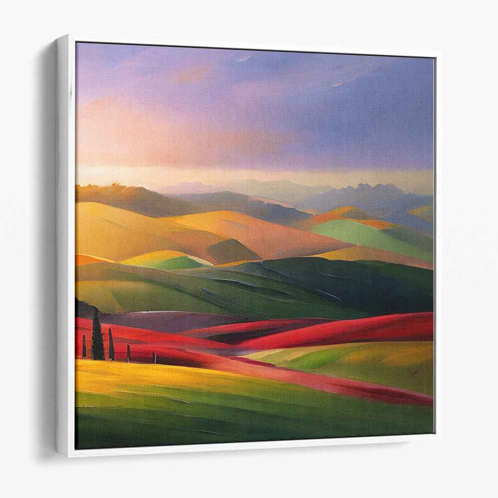 Sun-Kissed Hills: Serene Countryside Landscape Canvas Art Print