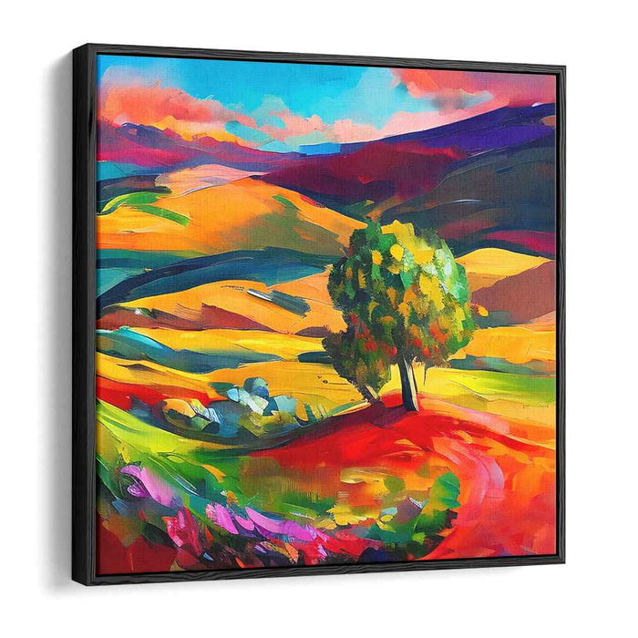 Vivid Rural Panorama: Colorful Countryside Landscape Canvas Art Print