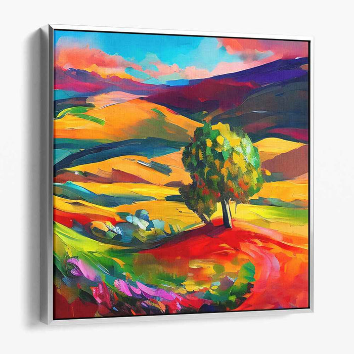 Vivid Rural Panorama: Colorful Countryside Landscape Canvas Art Print