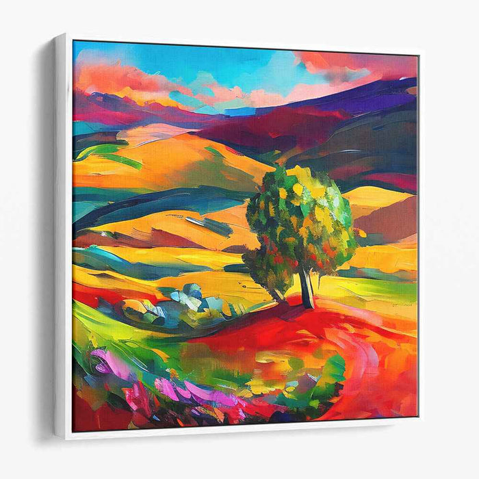 Vivid Rural Panorama: Colorful Countryside Landscape Canvas Art Print