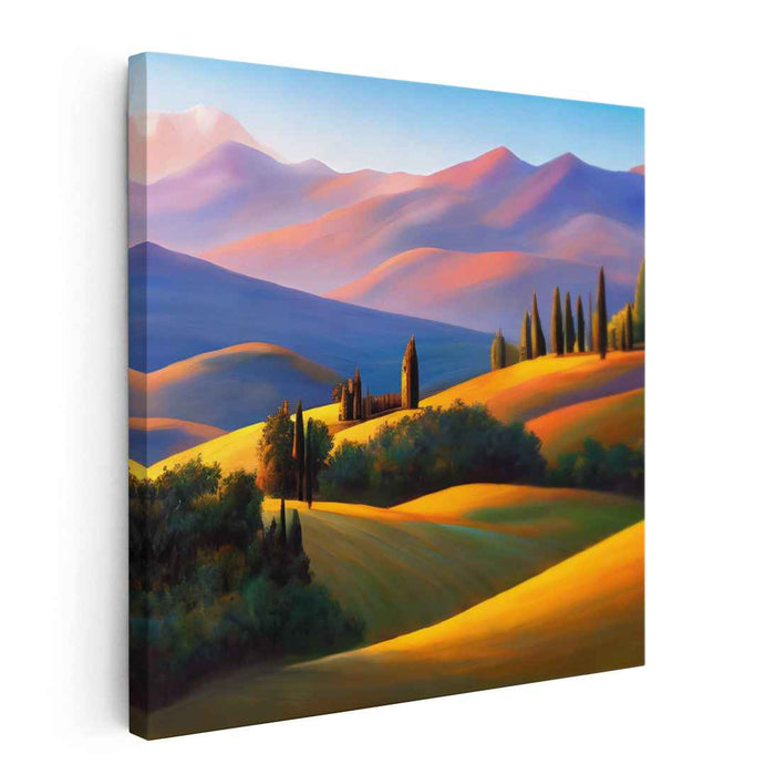 Chromatic Terrain Canvas Masterpiece: Vibrant Landscape Canvas Art