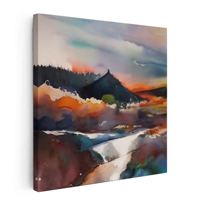 Surreal Summit Sonata: Dreamlike Mountain Landscape Canvas Art Print