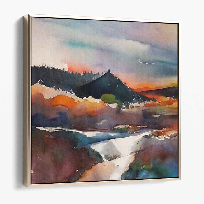 Surreal Summit Sonata: Dreamlike Mountain Landscape Canvas Art Print