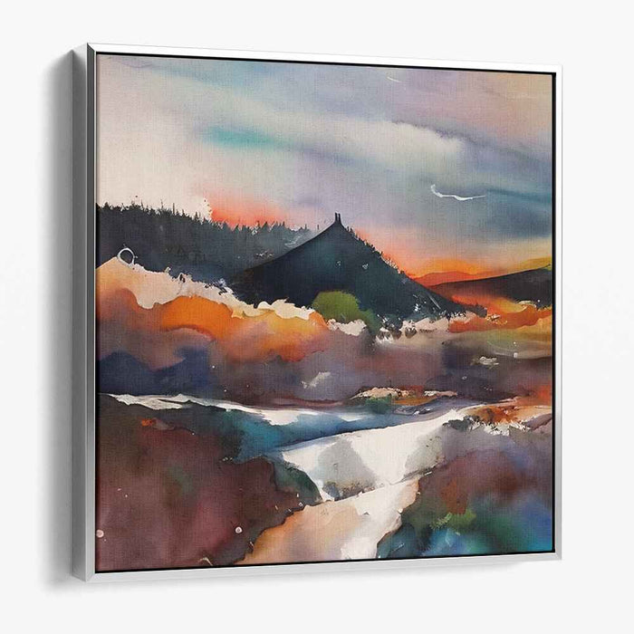 Surreal Summit Sonata: Dreamlike Mountain Landscape Canvas Art Print