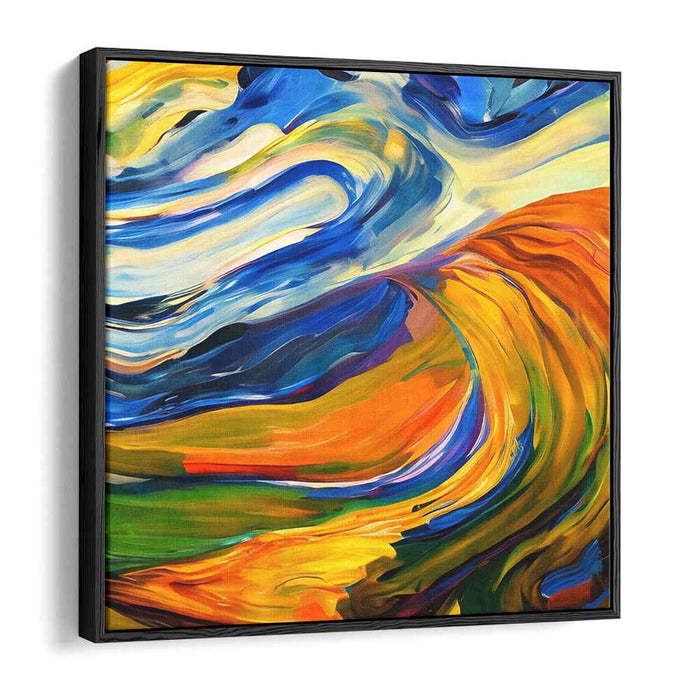 Tangerine Symphony: Abstract Expressionist Orange and Blue Canvas Art