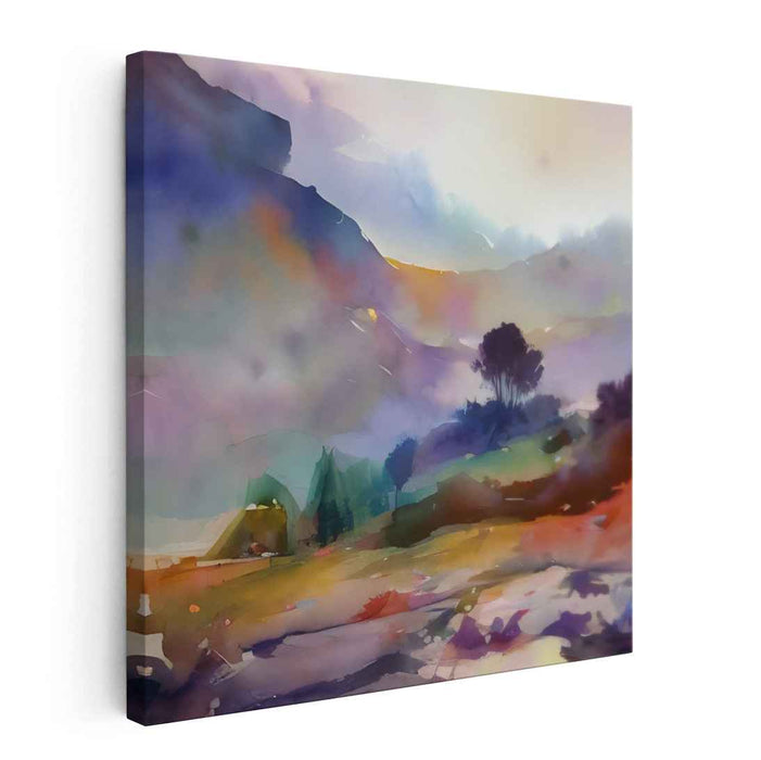 Misty Serenity: Watercolor Landscape Dreamscape