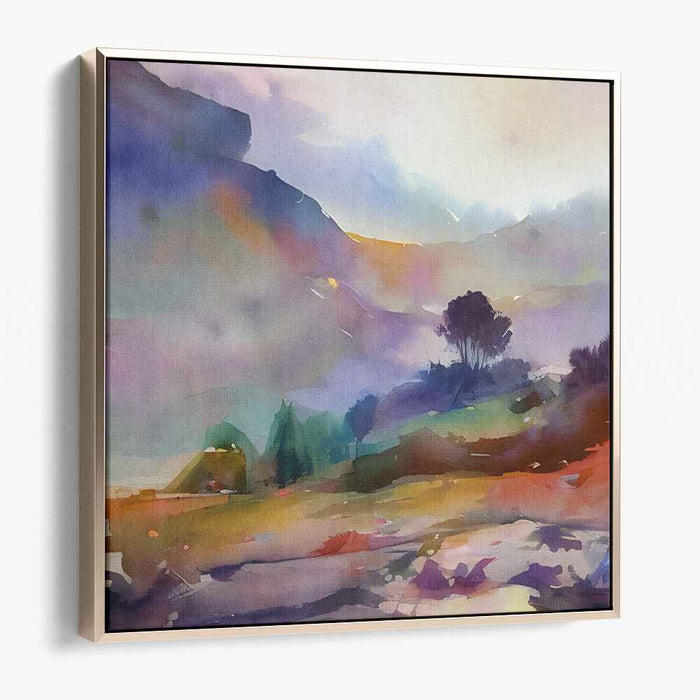 Misty Serenity: Watercolor Landscape Dreamscape