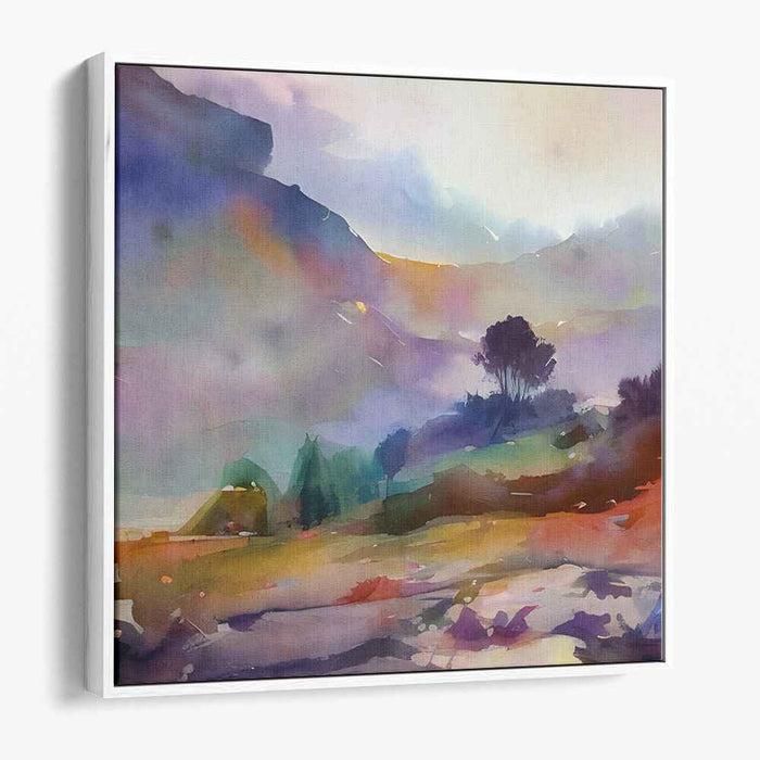 Misty Serenity: Watercolor Landscape Dreamscape