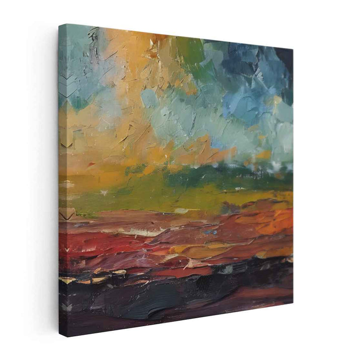Bold Terrain Impressions: Abstract Expressionist Landscape Canvas Art