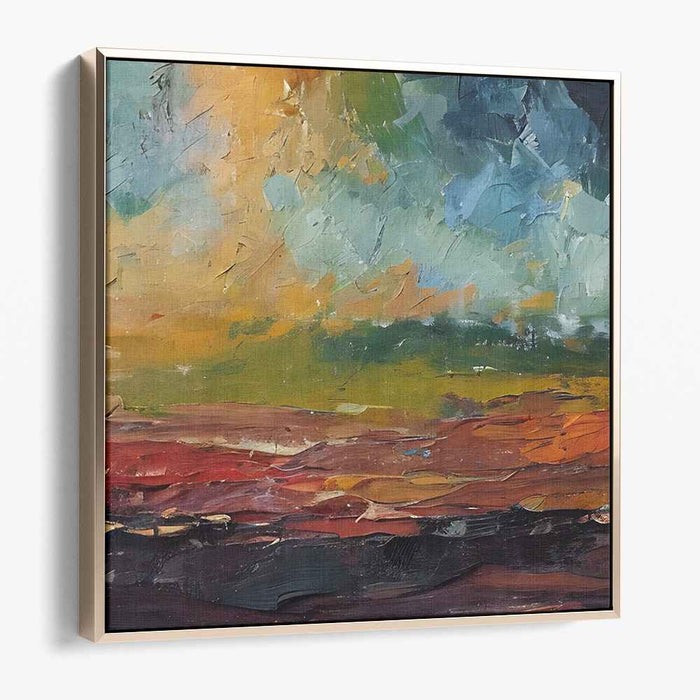 Bold Terrain Impressions: Abstract Expressionist Landscape Canvas Art