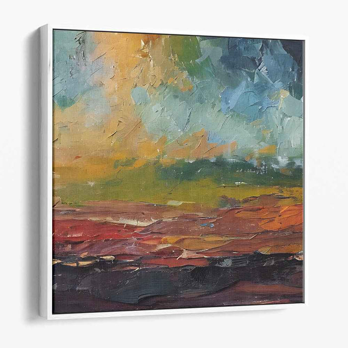 Bold Terrain Impressions: Abstract Expressionist Landscape Canvas Art