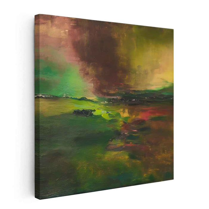 Emerald Tempest: Abstract Expressionist Landscape Canvas Art Print