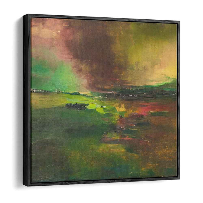 Emerald Tempest: Abstract Expressionist Landscape Canvas Art Print