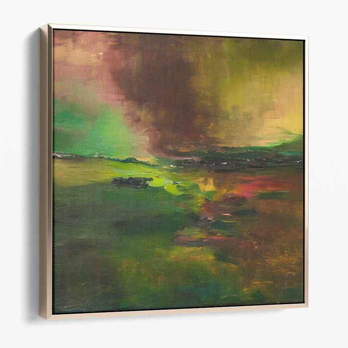 Emerald Tempest: Abstract Expressionist Landscape Canvas Art Print