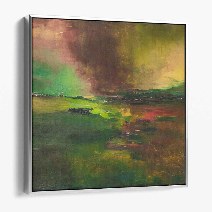 Emerald Tempest: Abstract Expressionist Landscape Canvas Art Print