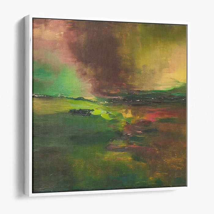 Emerald Tempest: Abstract Expressionist Landscape Canvas Art Print
