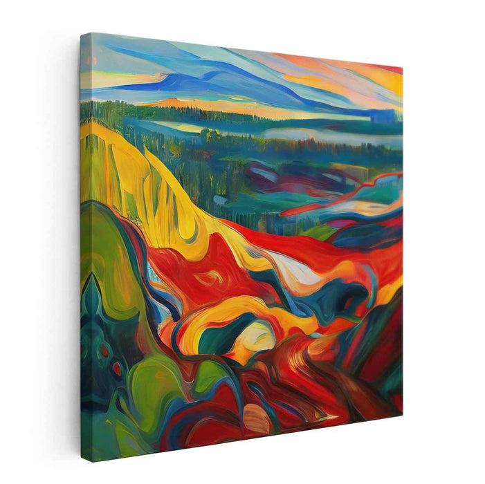 Ephemeral Mirage: Colorful Abstract Landscape Canvas Art