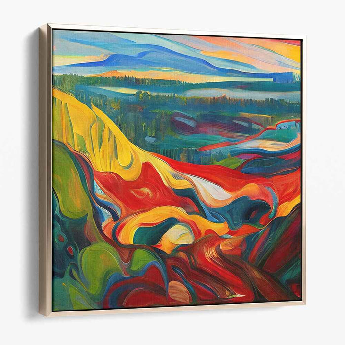 Ephemeral Mirage: Colorful Abstract Landscape Canvas Art