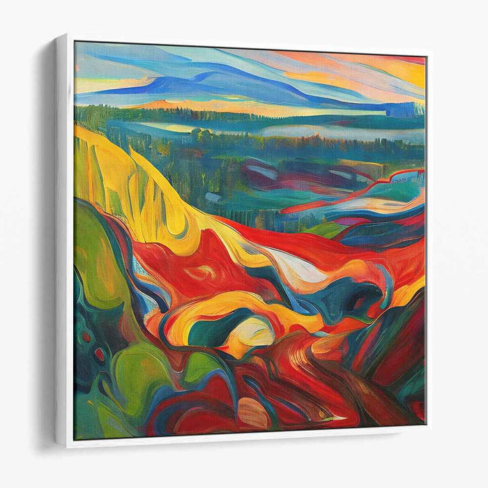 Ephemeral Mirage: Colorful Abstract Landscape Canvas Art