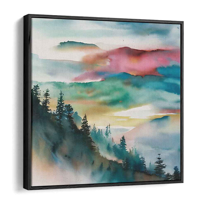 Dreamy Forest: Watercolor Landscape Serenity Canvas Art Print