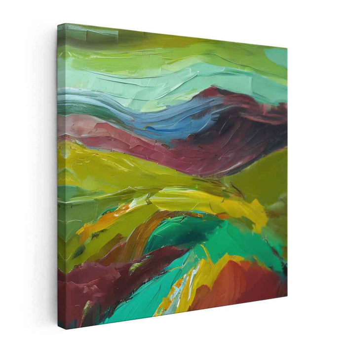 Emerald Waterscapes: Abstract Landscape in Vibrant Greens and Blues