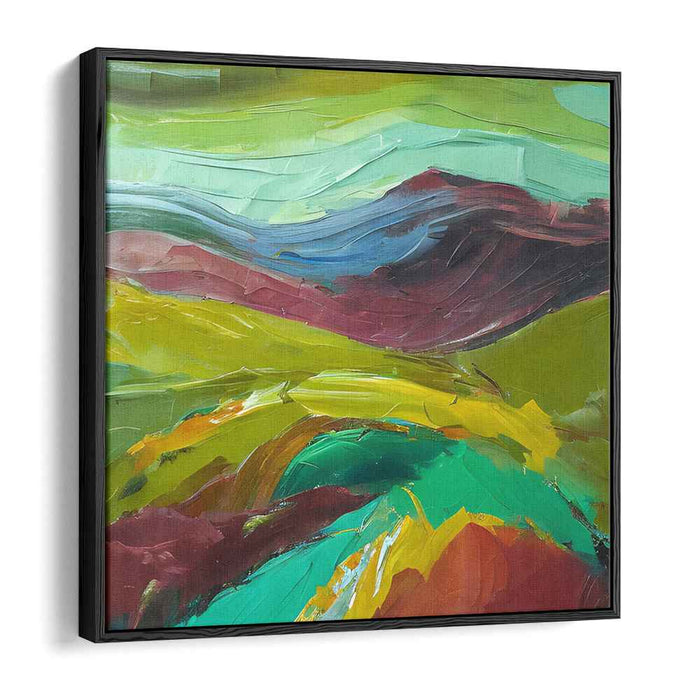 Emerald Waterscapes: Abstract Landscape in Vibrant Greens and Blues