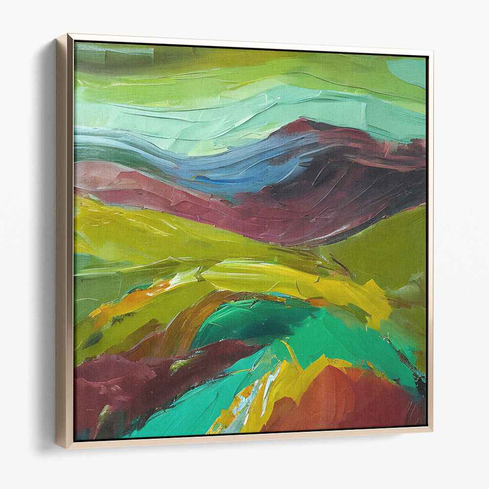 Emerald Waterscapes: Abstract Landscape in Vibrant Greens and Blues