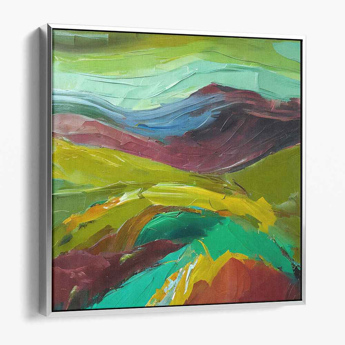 Emerald Waterscapes: Abstract Landscape in Vibrant Greens and Blues