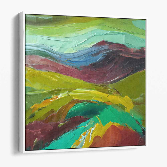 Emerald Waterscapes: Abstract Landscape in Vibrant Greens and Blues