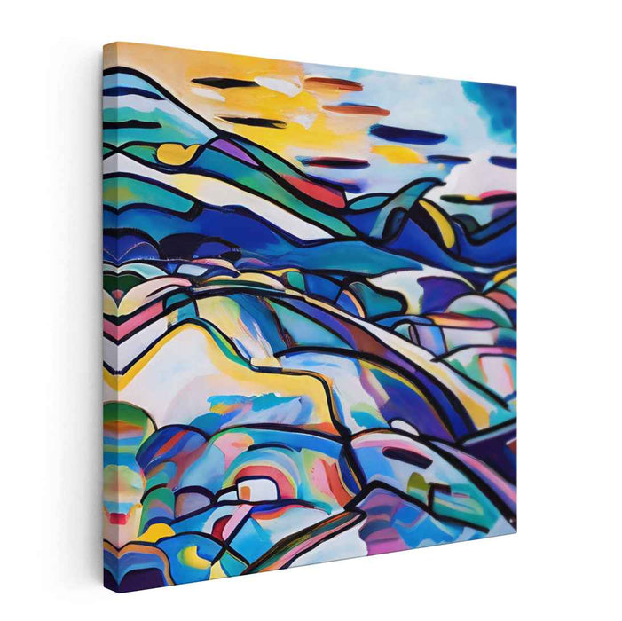 Melodic Mountain Serenade: Abstract Landscape Canvas Art