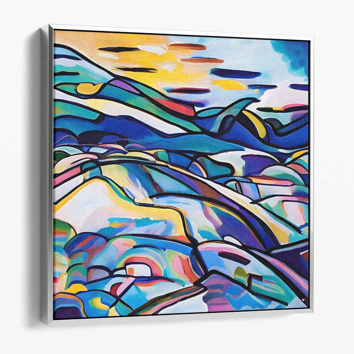 Melodic Mountain Serenade: Abstract Landscape Canvas Art