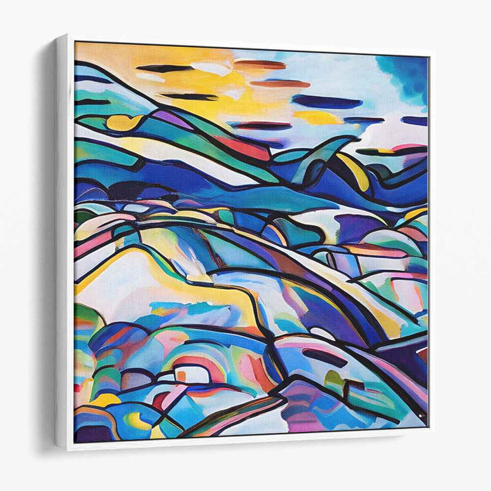 Melodic Mountain Serenade: Abstract Landscape Canvas Art