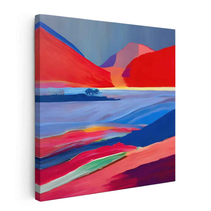Vivid Chroma Shift: Abstract Landscape with Bold Colors Canvas Art Print