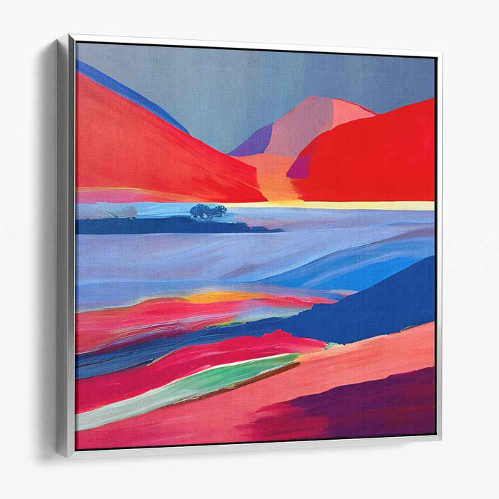 Vivid Chroma Shift: Abstract Landscape with Bold Colors Canvas Art Print