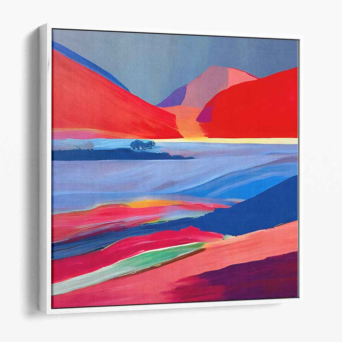 Vivid Chroma Shift: Abstract Landscape with Bold Colors Canvas Art Print