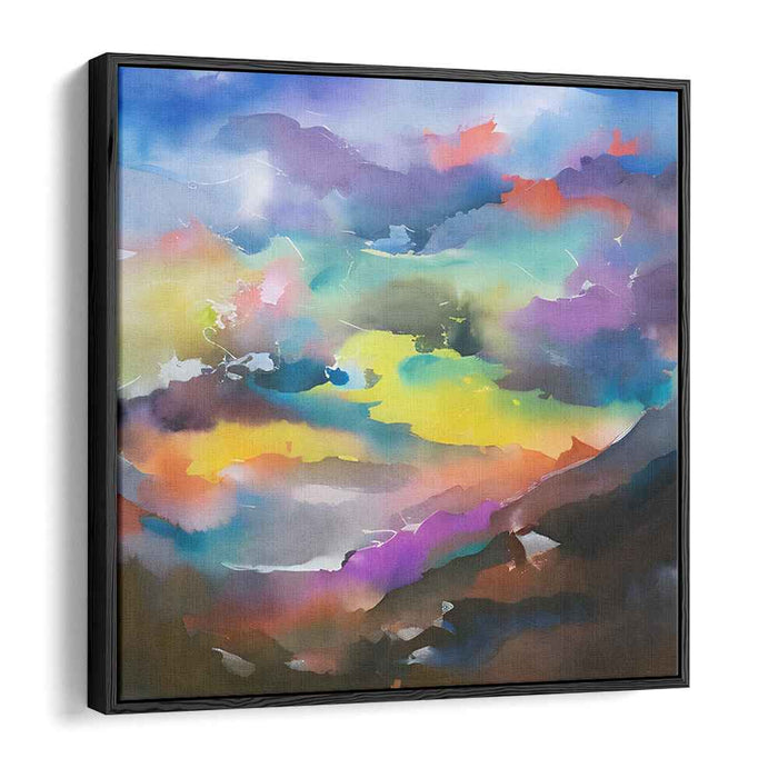 Ink Horizon Drifts: Abstract Watercolor Landscape Canvas Art Print