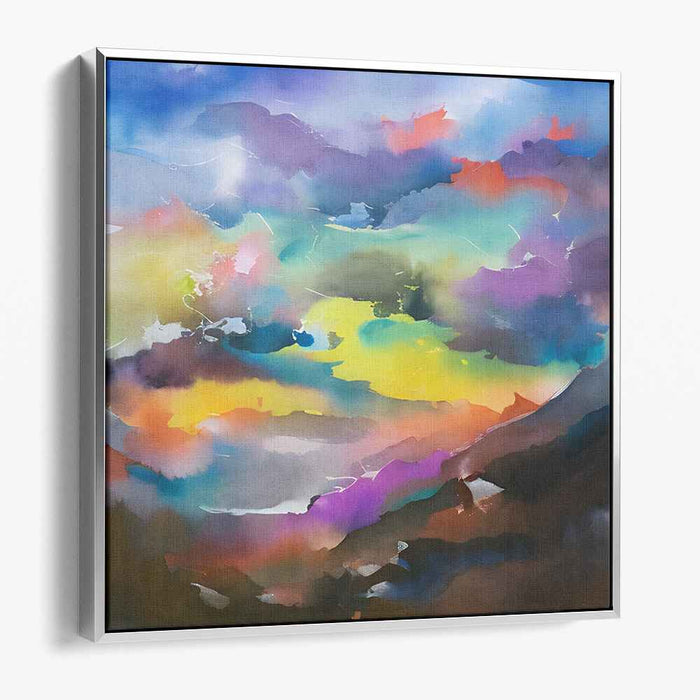 Ink Horizon Drifts: Abstract Watercolor Landscape Canvas Art Print