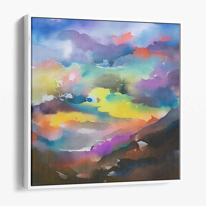 Ink Horizon Drifts: Abstract Watercolor Landscape Canvas Art Print
