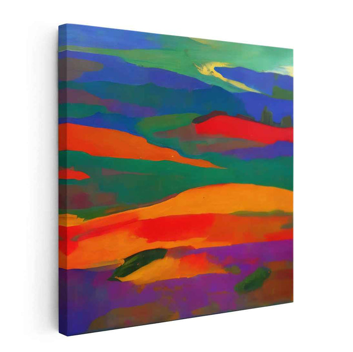 Vibrant Echoes Across Horizons: Abstract Expressionist Landscape Canvas Art