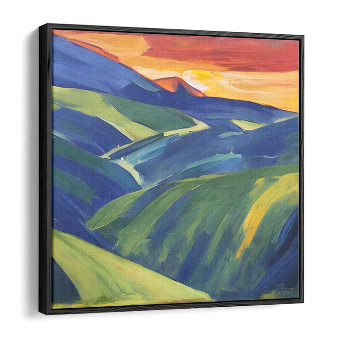 Blazing Horizon: Vibrant Hills and Fiery Sky Canvas Art Print