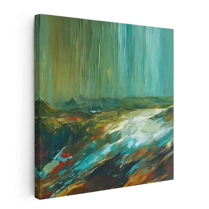 Emerald Aquatics: Abstract Landscape in Greens and Blues