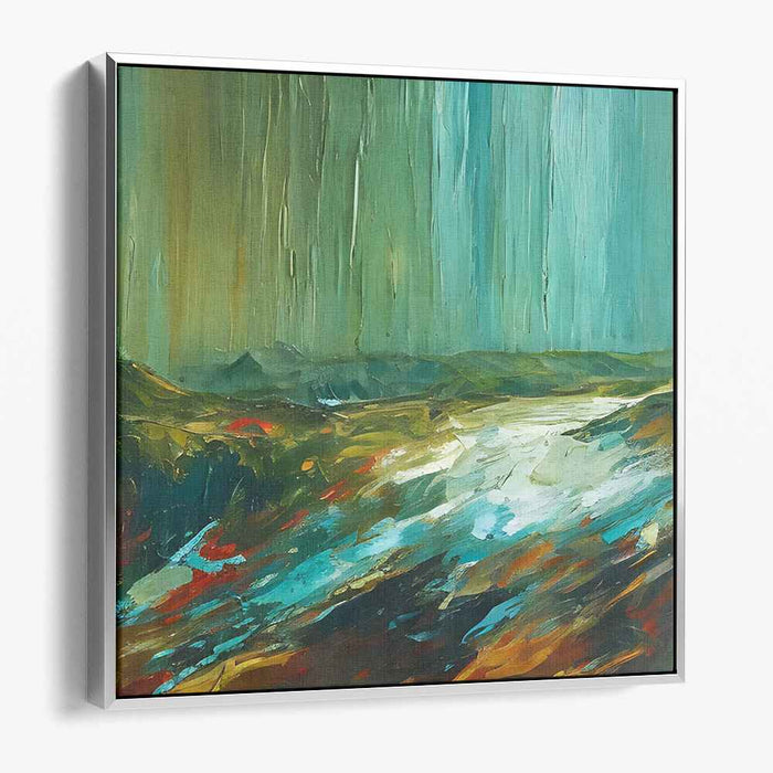 Emerald Aquatics: Abstract Landscape in Greens and Blues