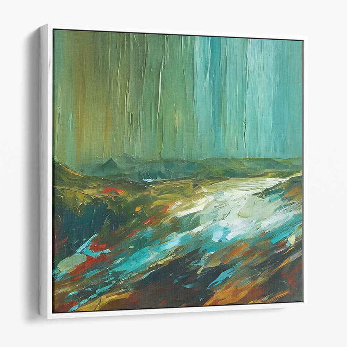 Emerald Aquatics: Abstract Landscape in Greens and Blues