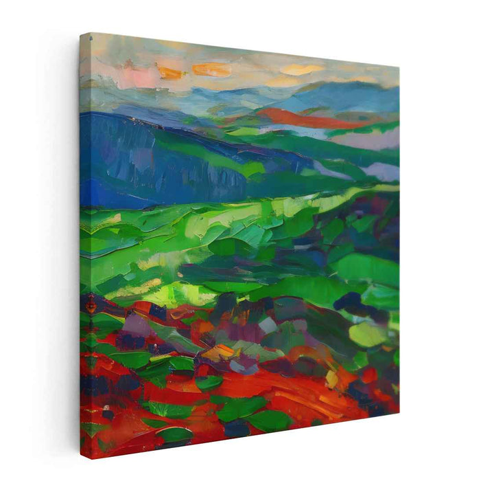 Emerald Valleys: A Vivid Journey Through Abstract Terrain Canvas Art
