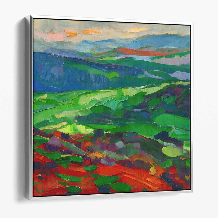 Emerald Valleys: A Vivid Journey Through Abstract Terrain Canvas Art