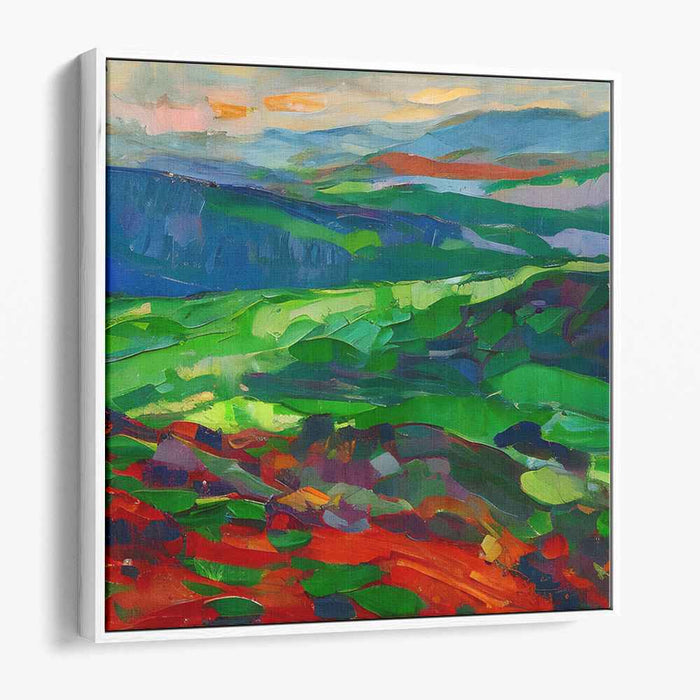 Emerald Valleys: A Vivid Journey Through Abstract Terrain Canvas Art
