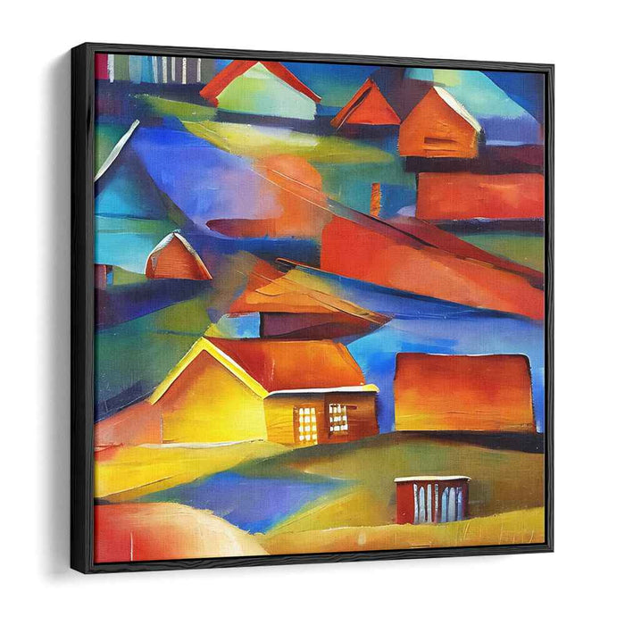 Radiant Rural Geometry: Abstract Expressionist Landscape Canvas Art Print